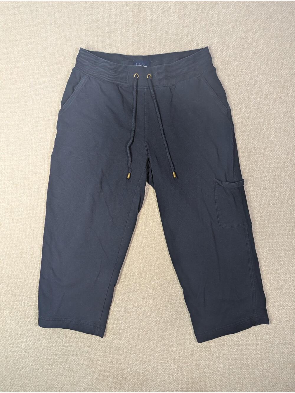 Basic Editions Navy Blue Sweatpant Capris - Size Small
